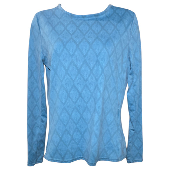 Hang Ten Women Small Blue Long Sleeve Swim Top Rash Guard Beach Surf Pool EUC - Picture 1 of 8